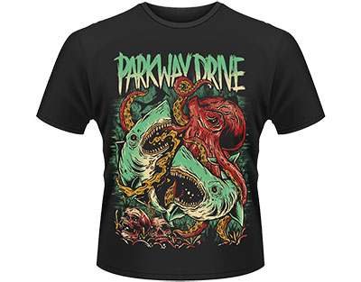 Tričko pánské PARKWAY DRIVE sharktopus